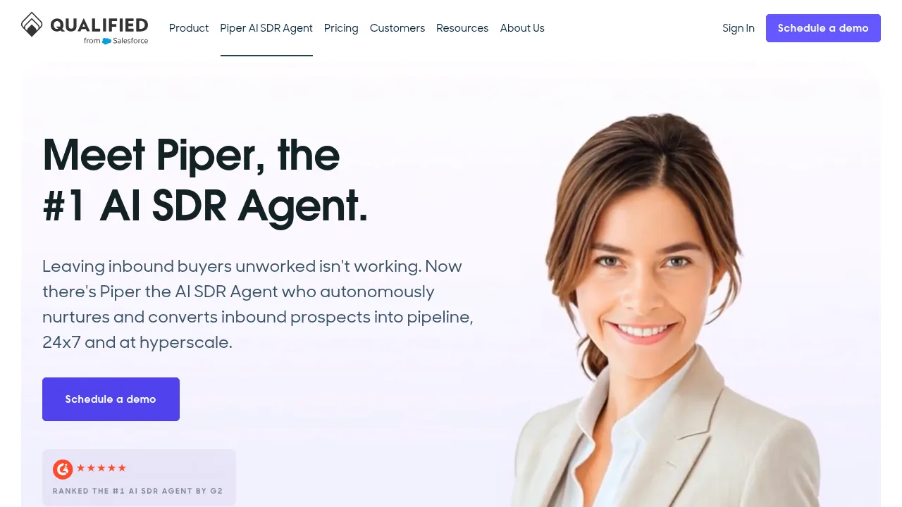 Qualified page headline: Meet Piper, the AI SDR Agent