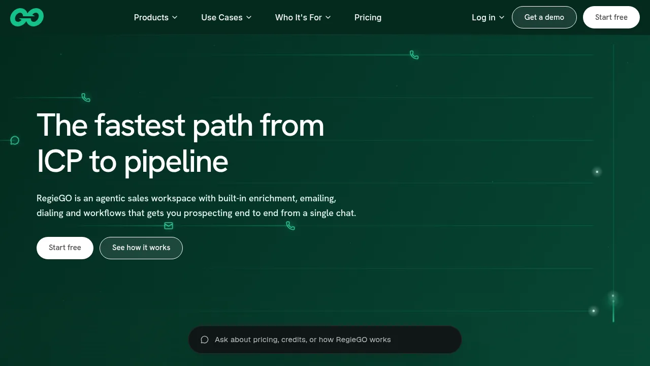 RegieGO homepage headline: The fastest path from ICP to pipeline